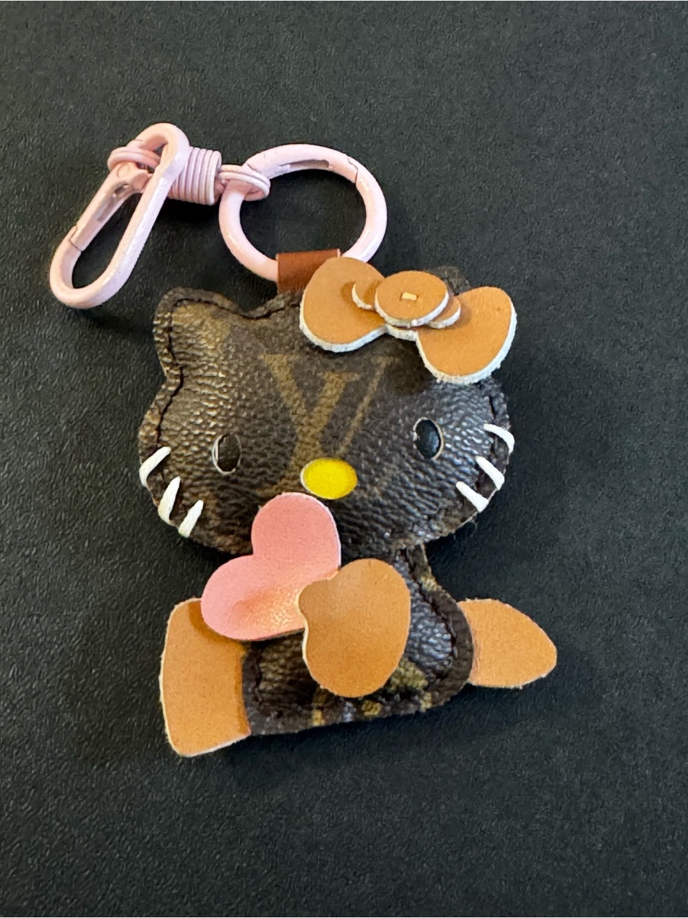 Upcycled Louis Vuitton Brown Monogram hello kitty Key or bag Charm